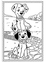 A coloring page of 101 dalmatians